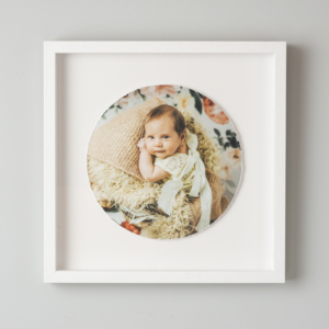 Floating Round Photo in Wooden Frame